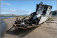 Burnt fishing boat at Inverness