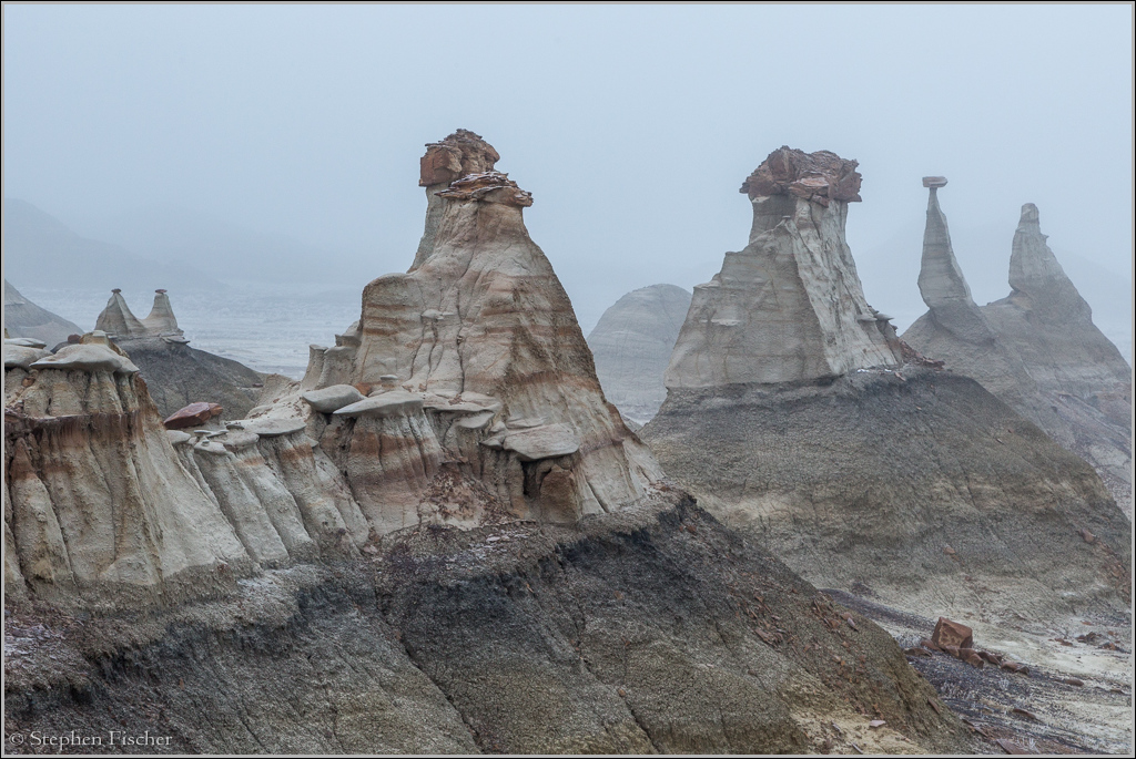 Bisti Badlands in the fog