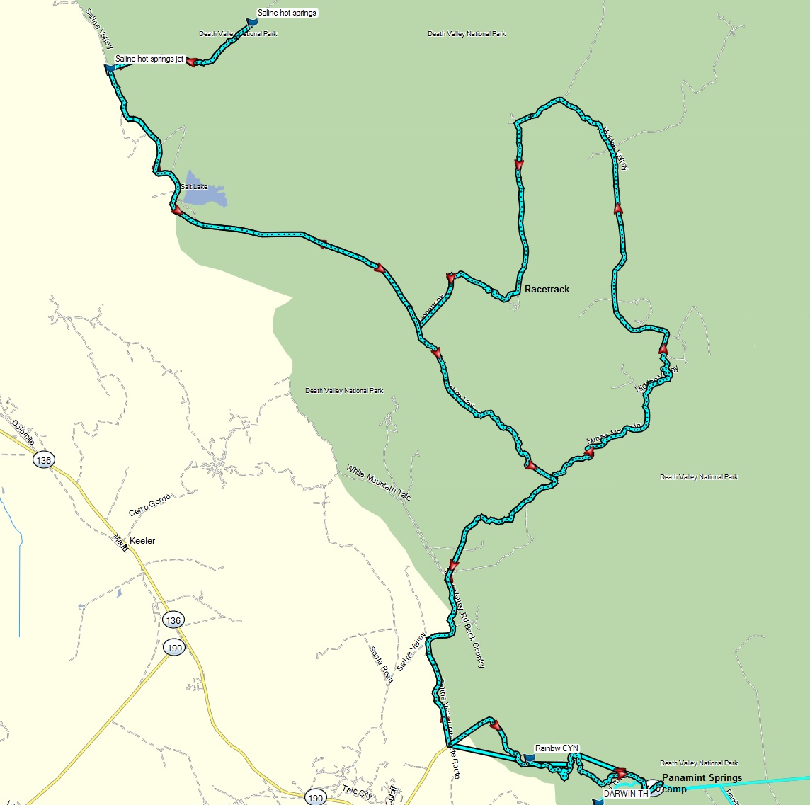 Panamint Springs - Hunter Pass - Lippencott Pass dual sport loop