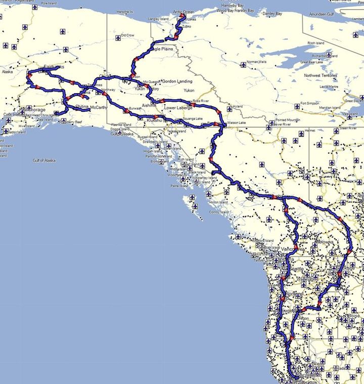 Alaska-Canada route map