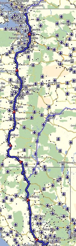 Alaska-Canada route map