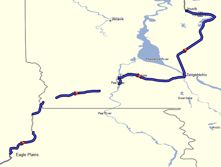 Alaska-Canada route map