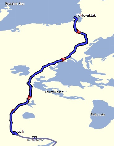 Alaska-Canada route map