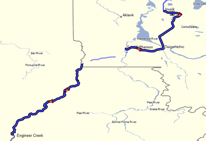 Alaska-Canada route map