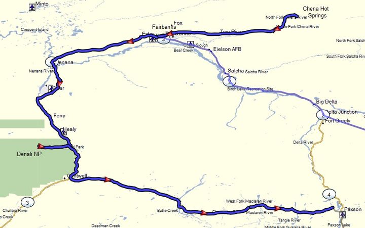 Alaska-Canada route map