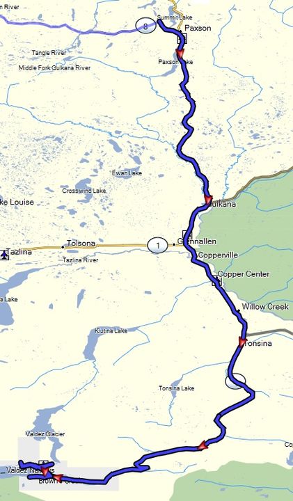 Alaska-Canada route map