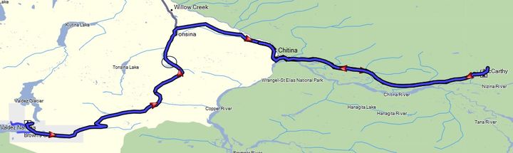 Alaska-Canada route map