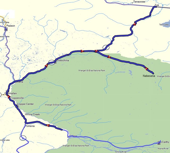 Alaska-Canada route map