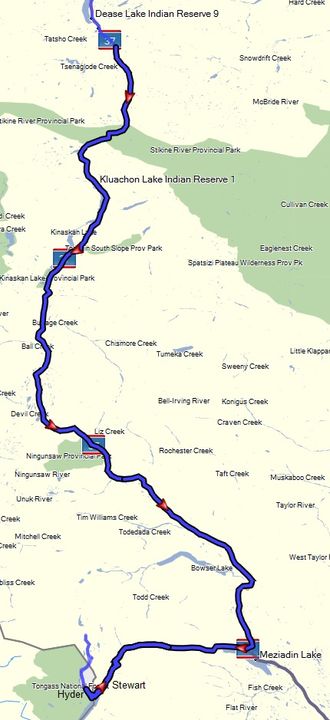 Alaska-Canada route map