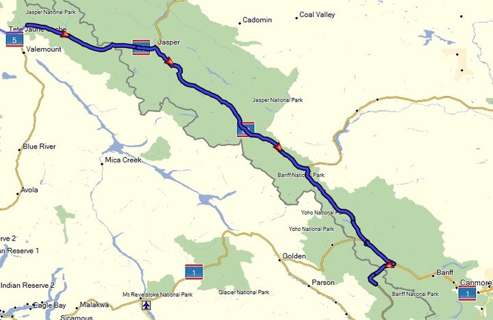 Alaska-Canada route map