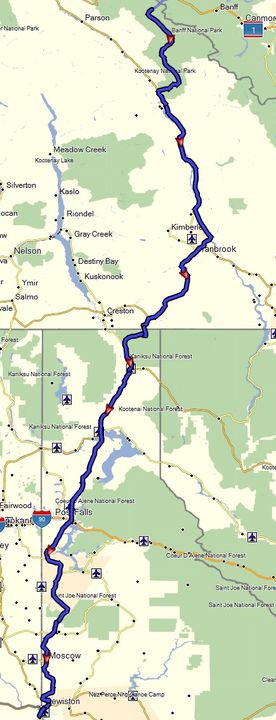 Alaska-Canada route map