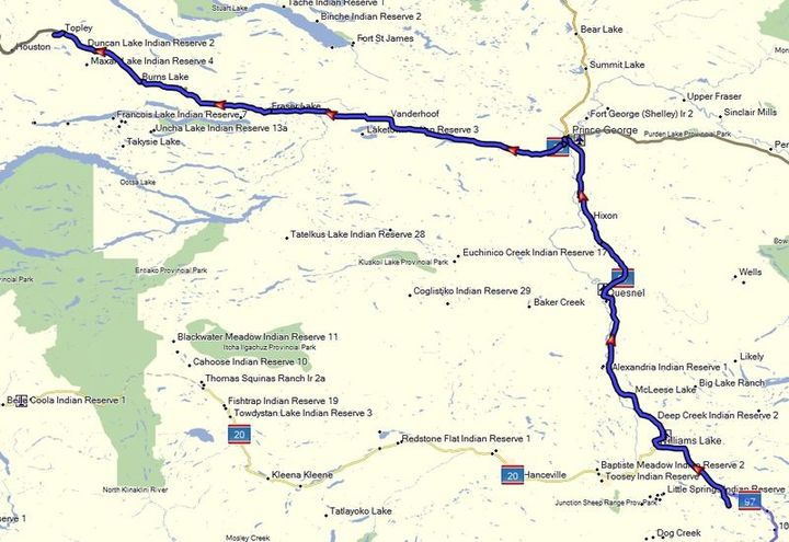 Alaska-Canada route map