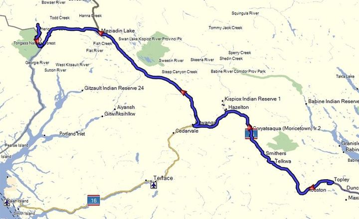 Alaska-Canada route map