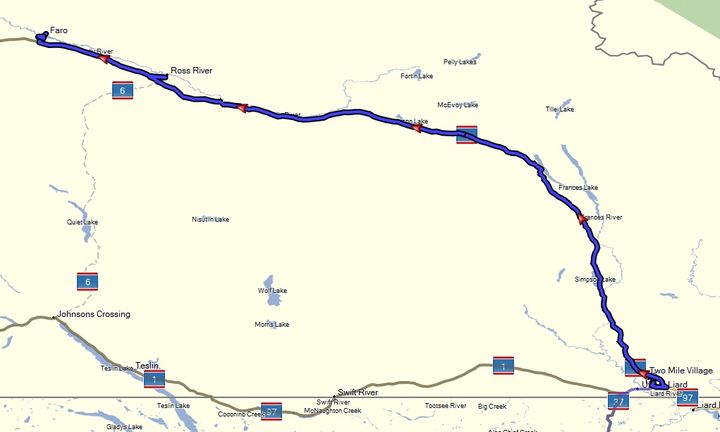 Alaska-Canada route map