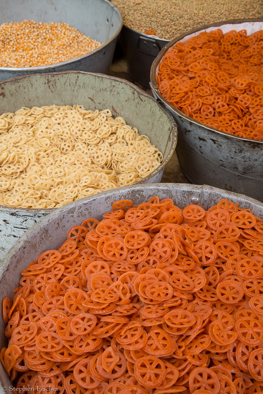 Colorful food bins