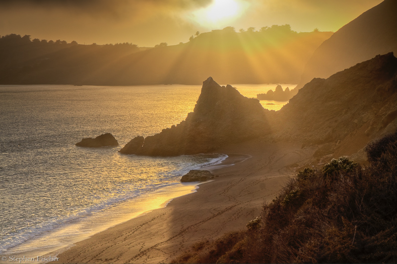 Golden sunset over the headlands