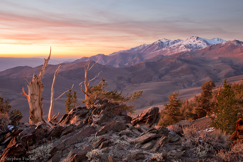 White mountains sunset