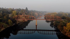 American River Parkway under smokey skies